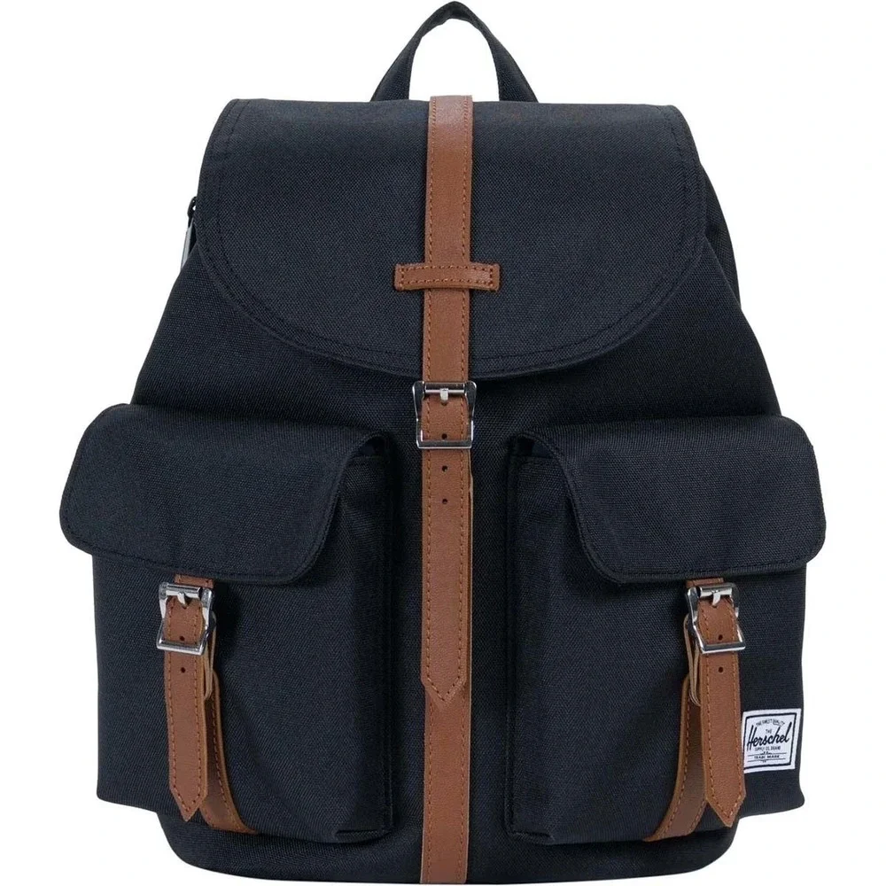 Herschel Supply Co Dawson Backpack Black Tan Canvas Laptop Bag Rucksack